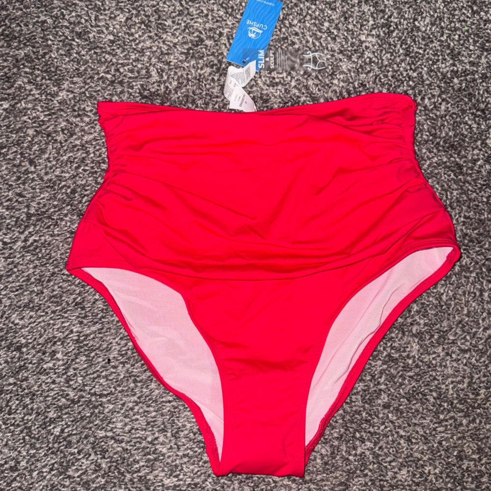 CUPSHE Red slim sculpt bikini bottoms